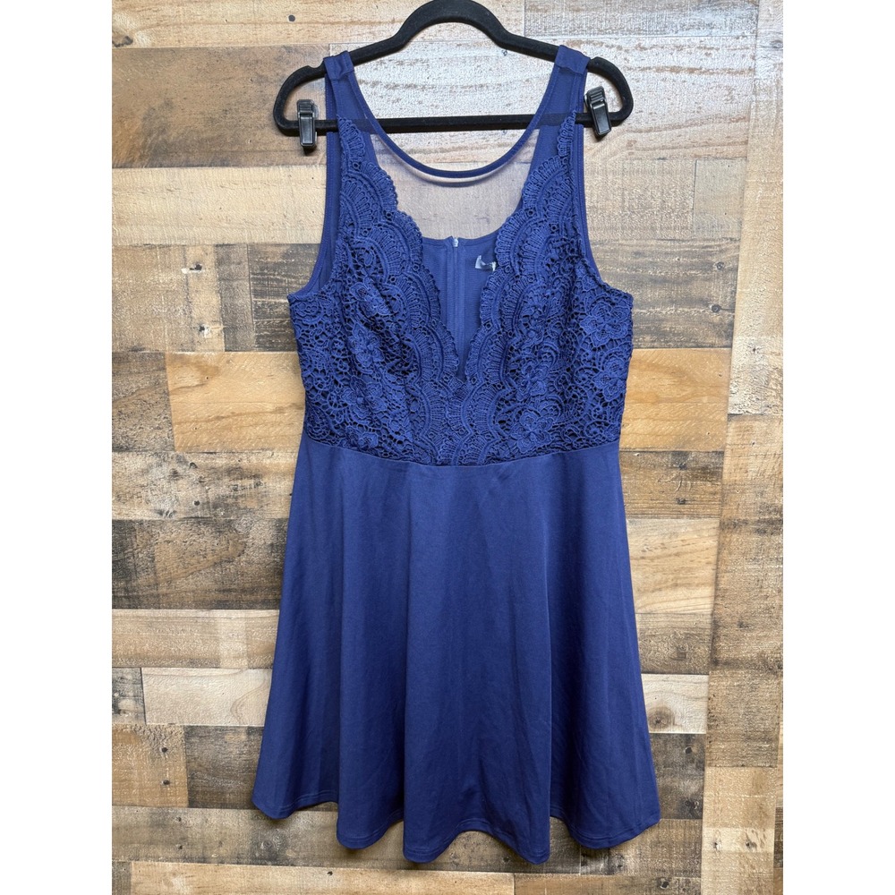 Grace Karin Navy Blue Lace Mesh Skater Dress Sleeveless‎ 2XL NWT